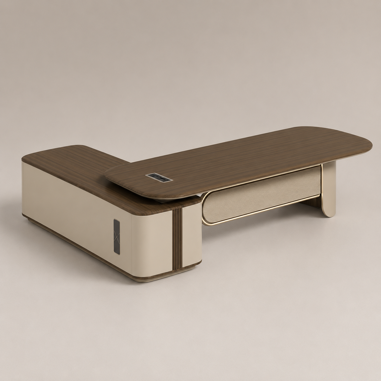 Director Office Table with Side Storage Unit, Luxury Executive Desk for CEO, Directors and Premium Corporate Workspaces