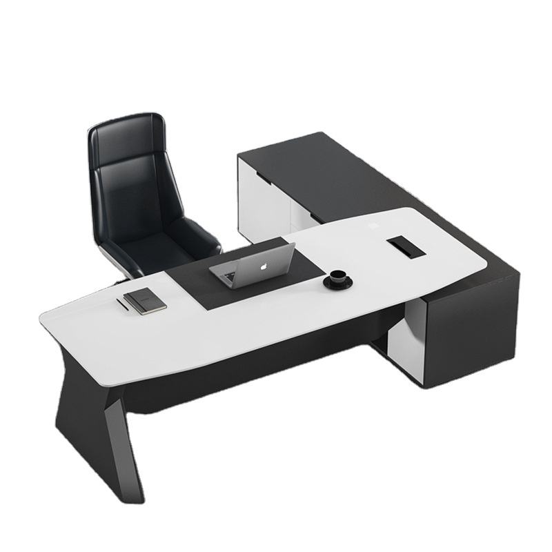 Office Table with Side Storage Cabinet, Modern Executive Workstation Desk for CEO, Manager and Corporate Offices