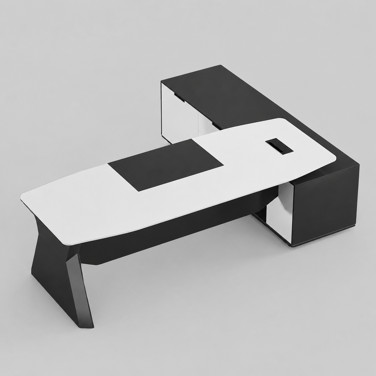 Office Table with Side Storage Cabinet, Modern Executive Workstation Desk for CEO, Manager and Corporate Offices