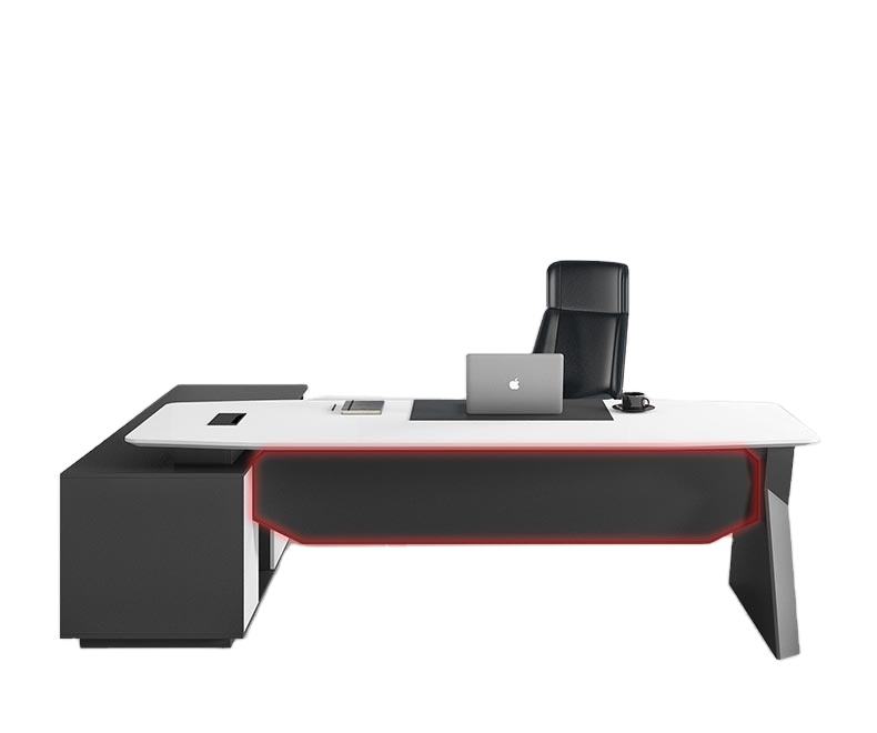 Office Table with Side Storage Cabinet, Modern Executive Workstation Desk for CEO, Manager and Corporate Offices