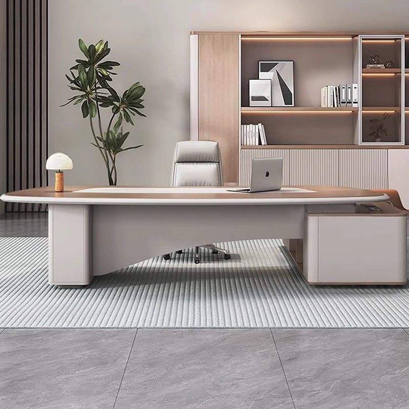 Director Office Table with Side Credenza Storage | Executive Desk for CEO Cabin, Corporate Office & Manager Workspace