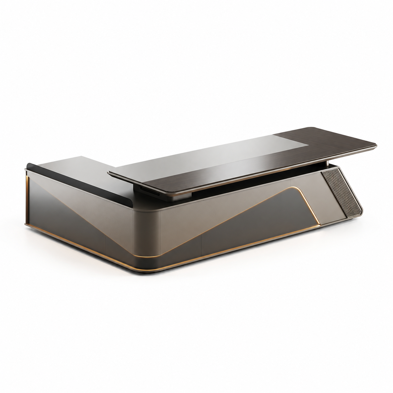 Modern Executive Director Table with Side Credenza Storage | Luxury CEO Office Desk for Corporate Cabin & Manager Workspace