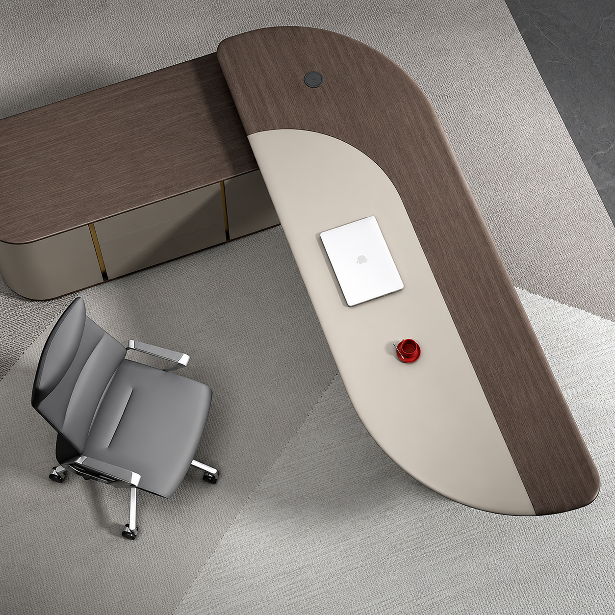 Luxury Director Office Table with Side Storage Cabinet | Modern Executive Desk for CEO Cabin, Corporate Office & Manager Workspace
