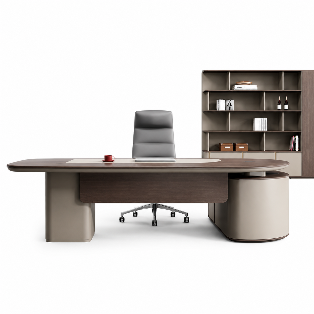 Luxury Director Office Table with Side Storage Cabinet | Modern Executive Desk for CEO Cabin, Corporate Office & Manager Workspace