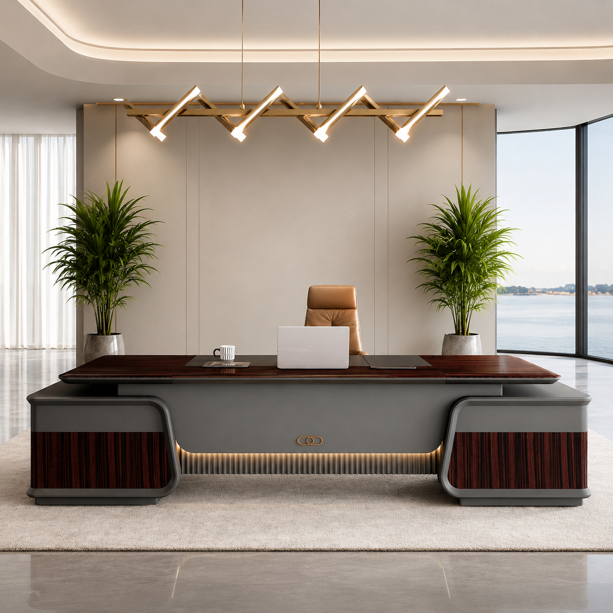 Executive Office Table with Side Storage | Modern Director Desk for CEO Cabin, Corporate Office & Executive Workspace