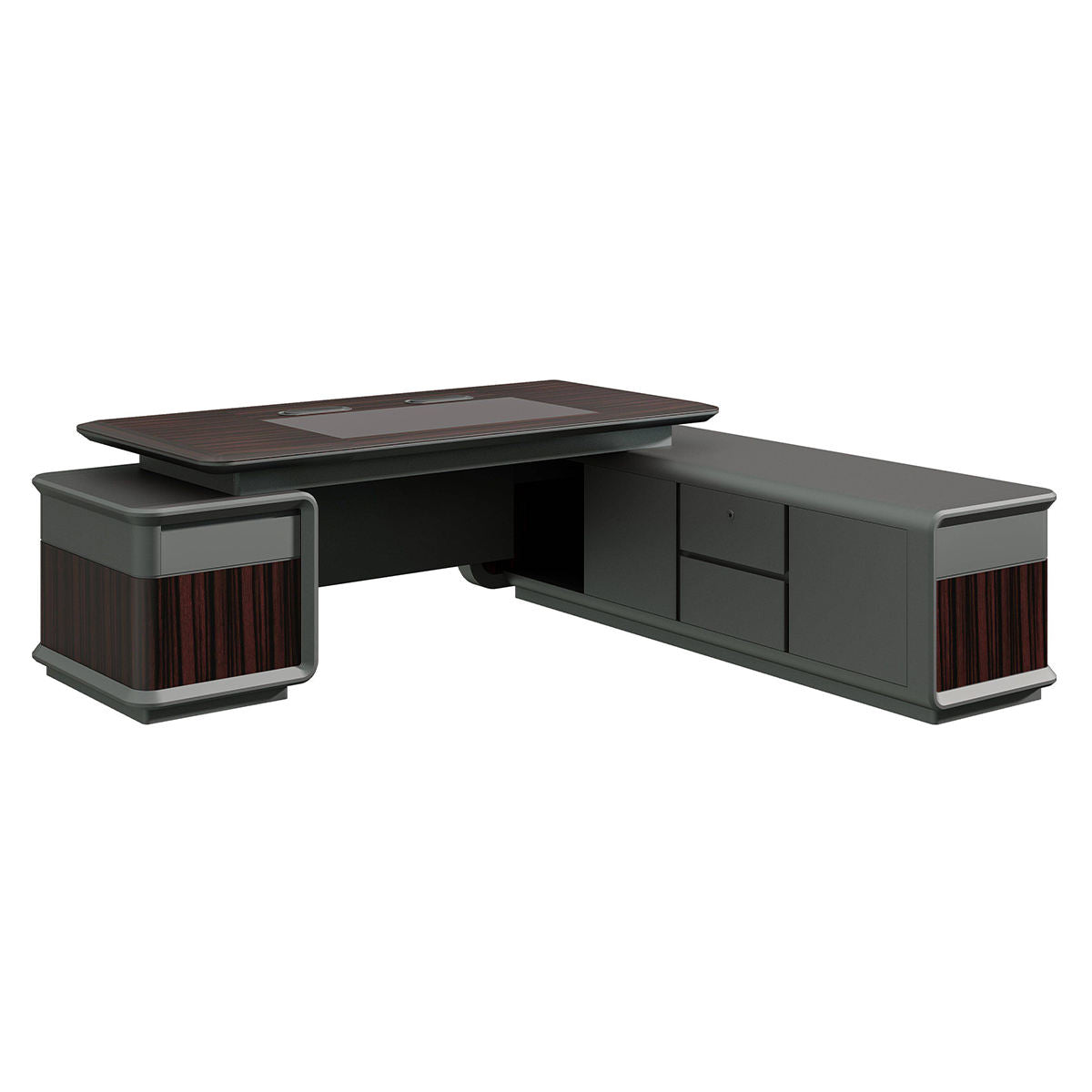 Executive Office Table with Side Storage | Modern Director Desk for CEO Cabin, Corporate Office & Executive Workspace