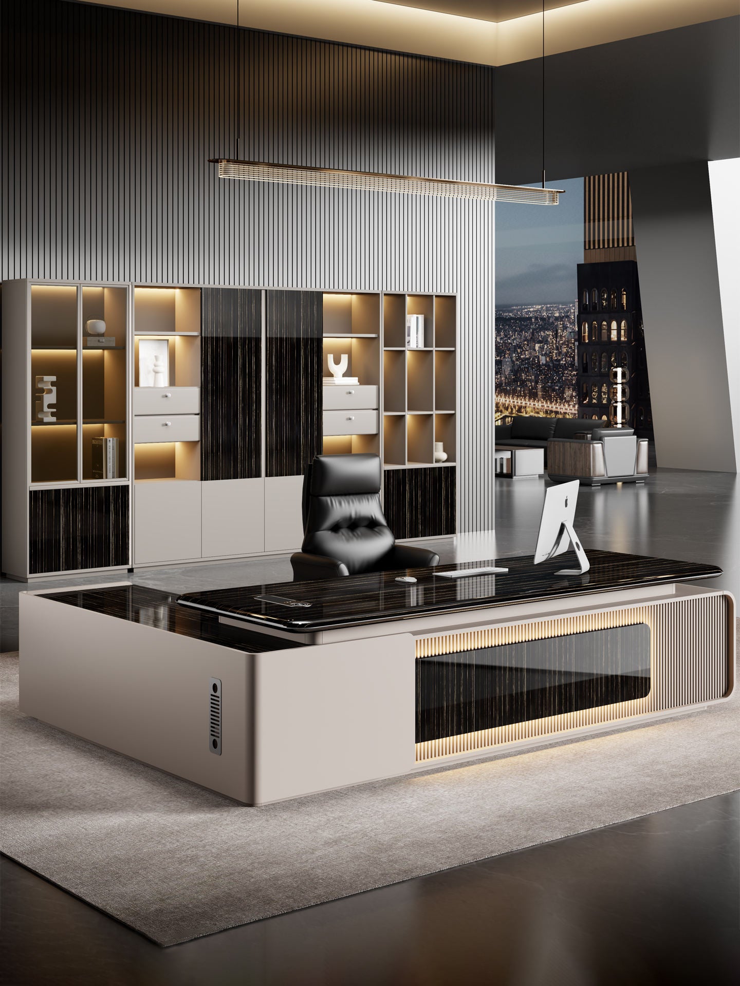 Modern Luxury L Shape Director Office Table with Side Storage Unit | Executive CEO Desk for Corporate Cabin & Premium Workspace
