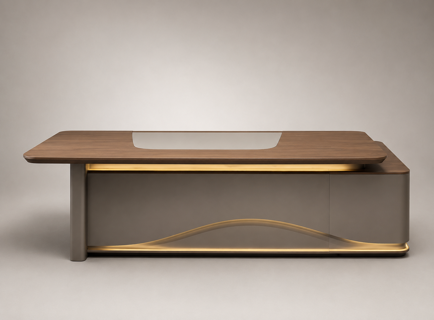 Office Desk with Integrated Storage Return, Executive Workstation for CEOs, Founders, Business Leaders and Premium Corporate Interiors