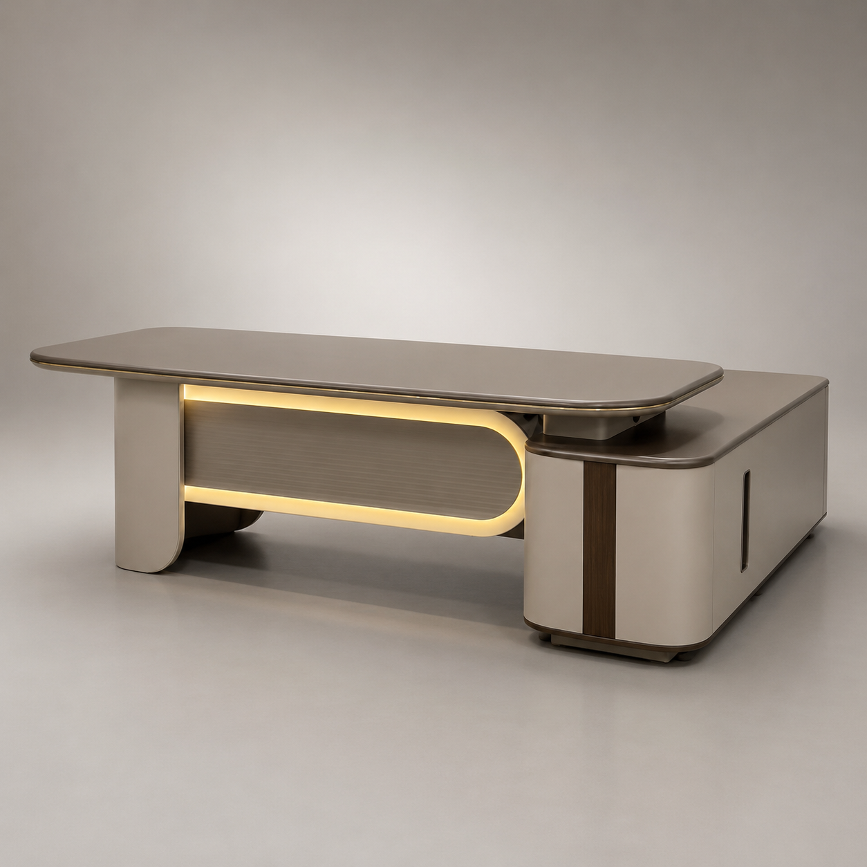 Director Table with Side Storage Cabinet, Premium CEO Office Desk for Modern Corporate Cabins, Leadership Workspaces and High-End Business Interiors