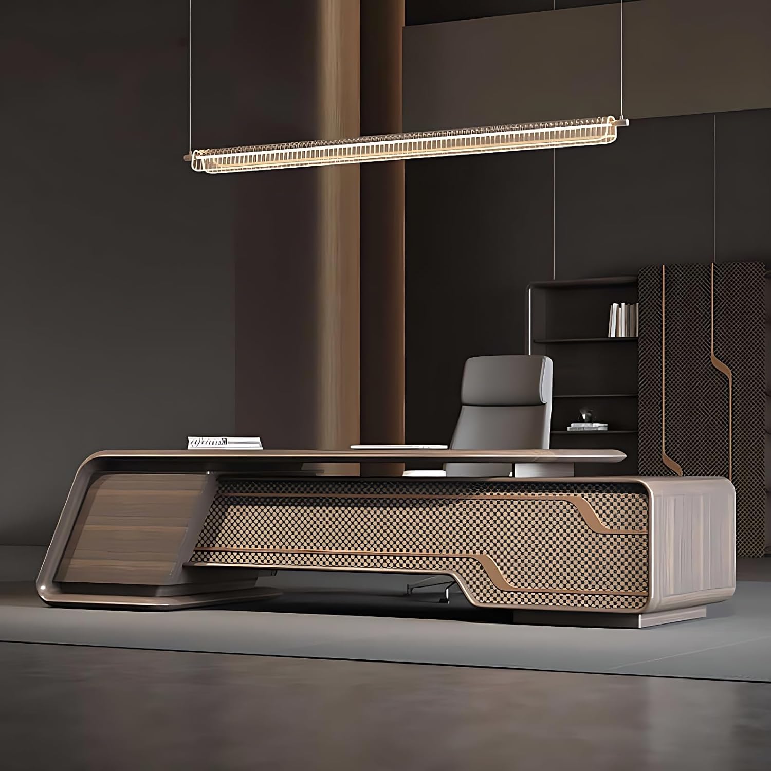Luxury L Shape Executive Office Table with Storage Drawers, MDF Laminate PU Finish, Modern Manager Cabin Desk for Office