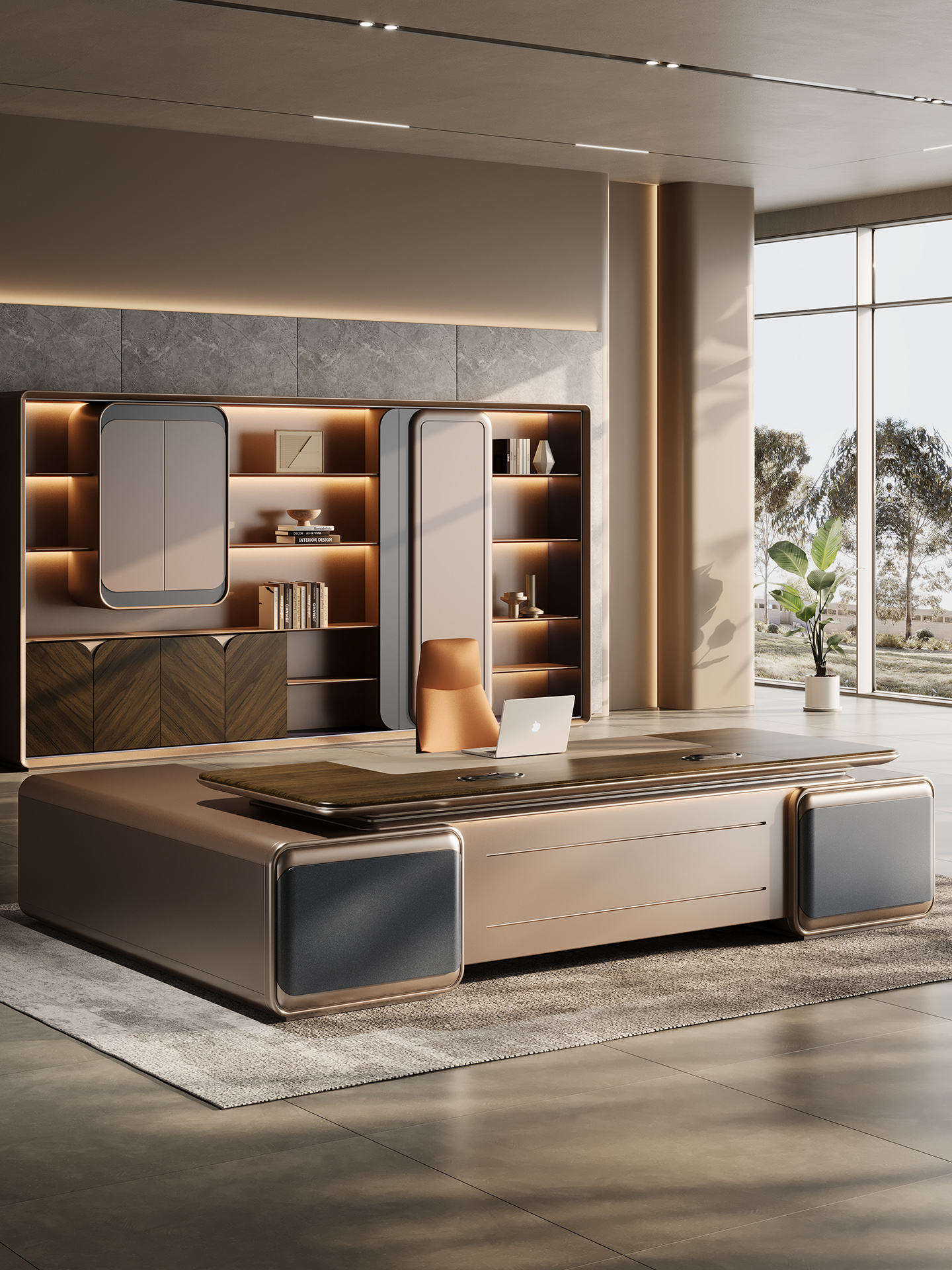 Director Office Table with Modern Executive Design, MDF Laminate PU Finish, Premium CEO Desk for Corporate Office Cabin