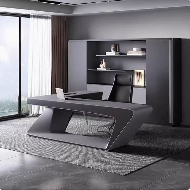 Office Table with Futuristic Executive Design, MDF Laminate PU Finish, Modern CEO Desk for Corporate Cabin