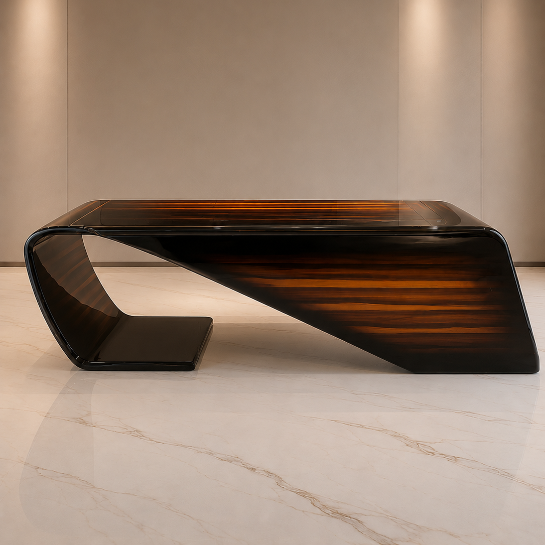 Luxury Director Table with Contemporary Sculptural Design | Premium CEO Office Desk for Modern Corporate Cabins