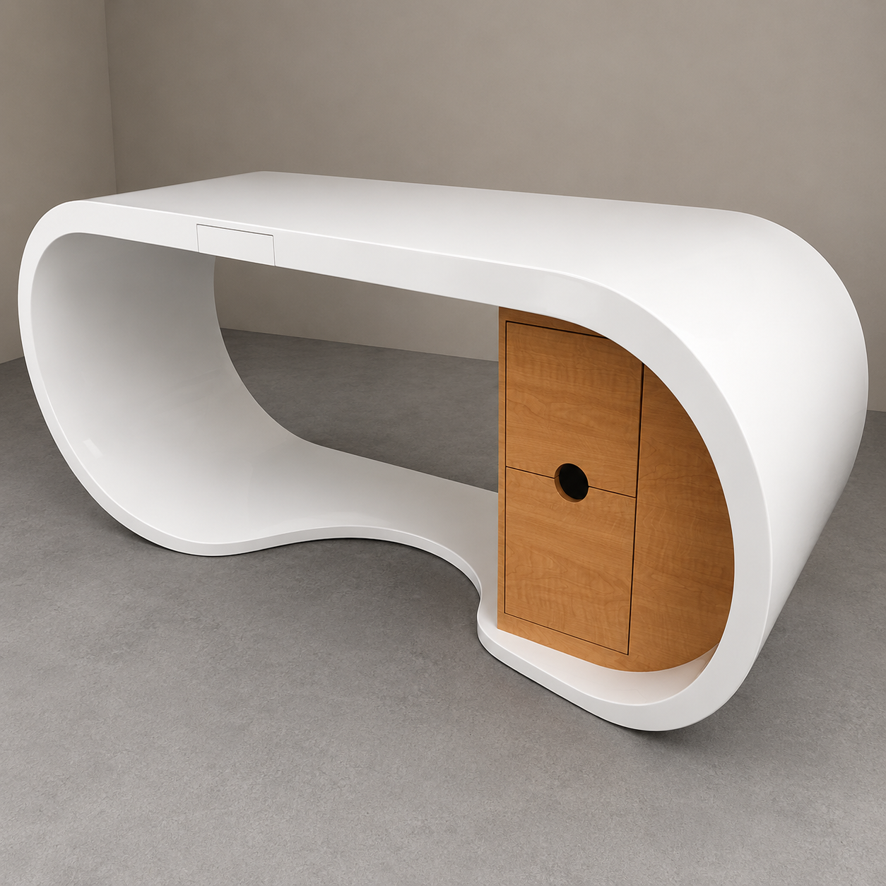 Luxury Executive Director Table with Curved Designer Profile and Integrated Storage | Modern CEO Office Desk for Premium Cabins