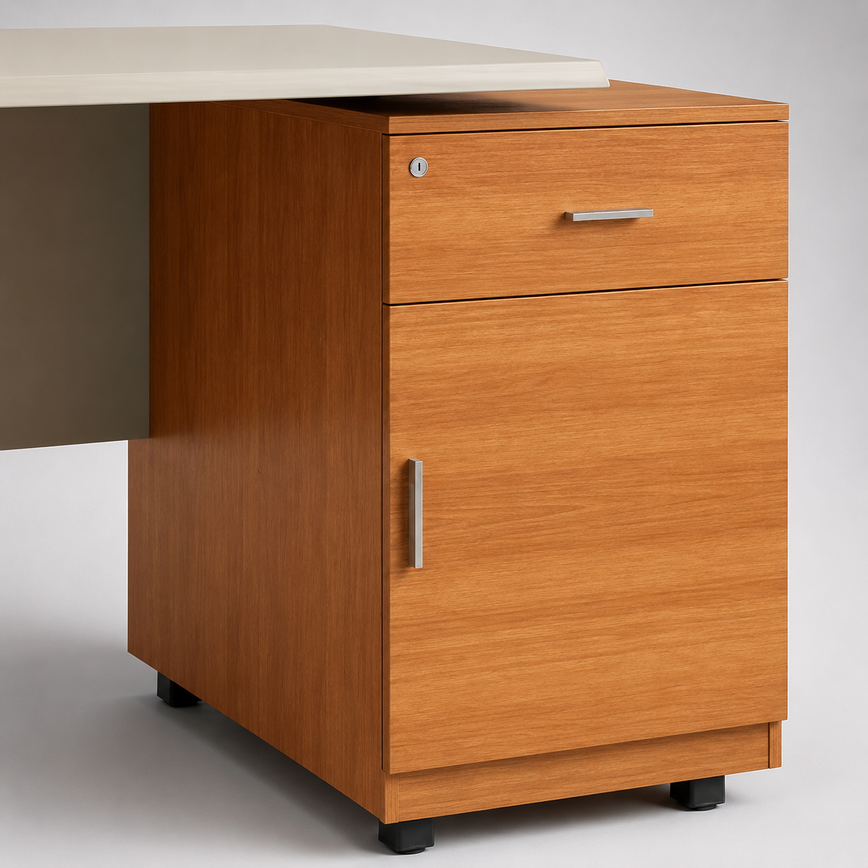Modern Computer Table with Drawer Storage & Cabinet, Wooden Office Workstation Desk for Home Office, Study Room & Commercial Workspace
