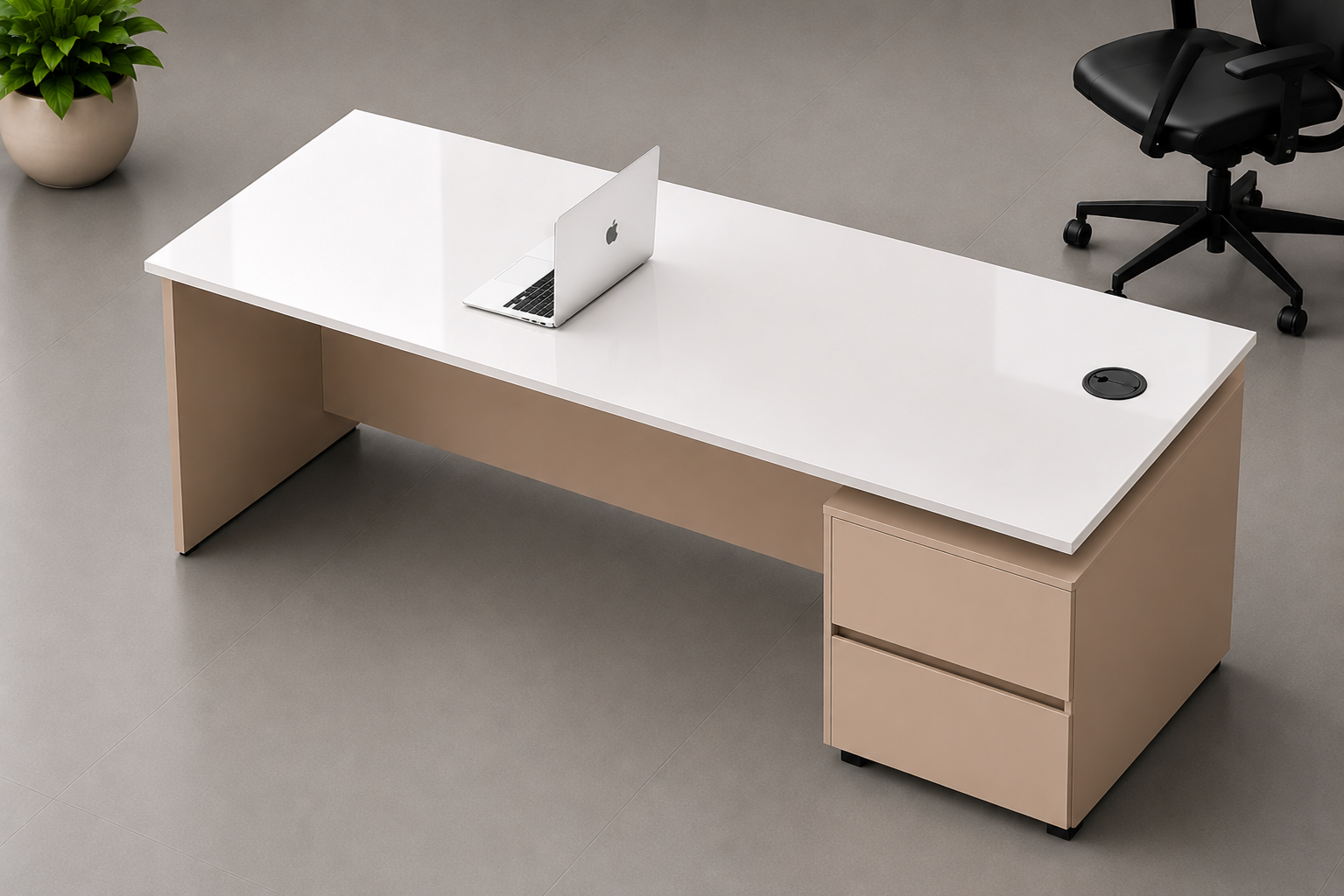 Modern Executive Office Desk with Side Organizer , Premium Manager Table in and with Finish for Workspace