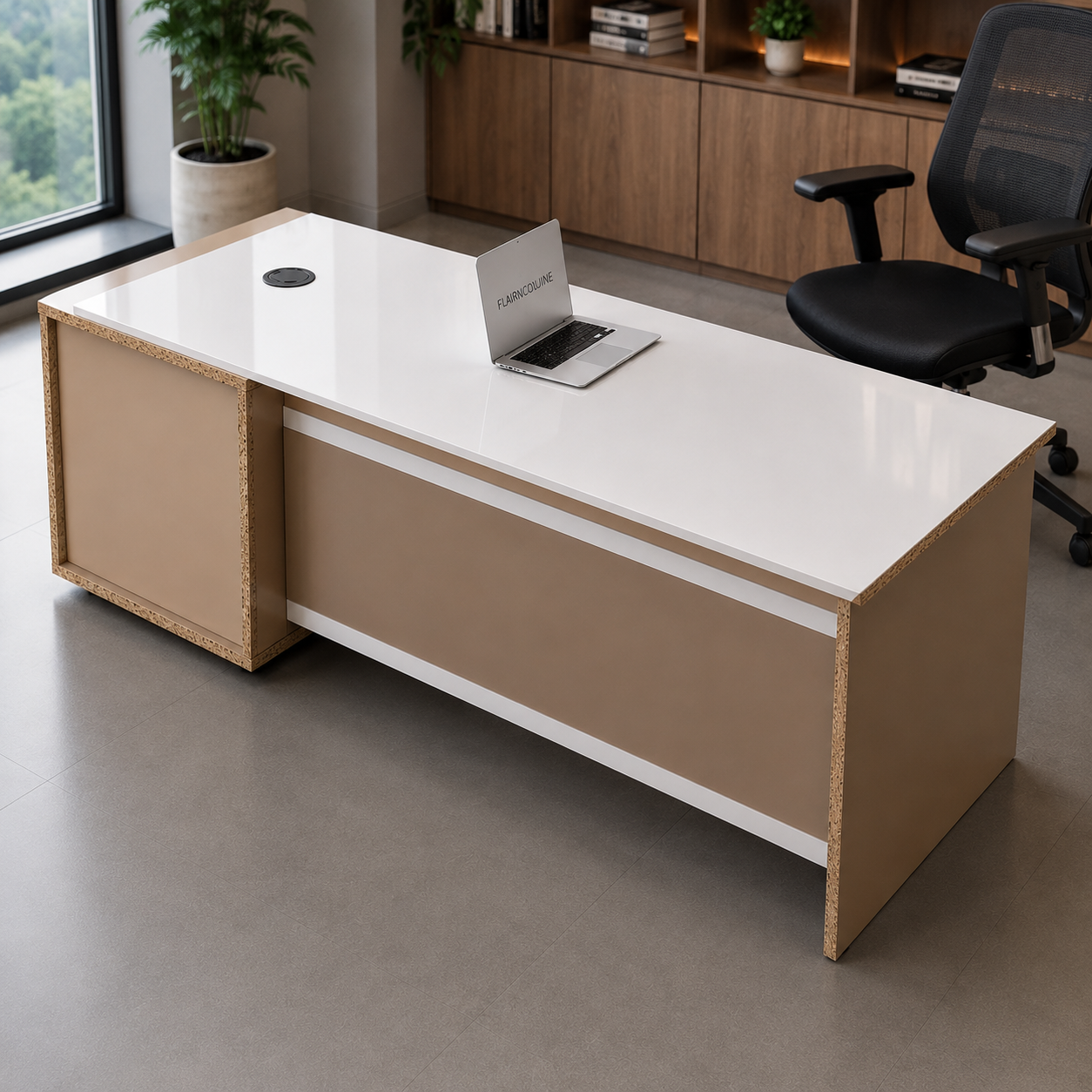 Modern Executive Office Desk with Side Organizer , Premium Manager Table in and with Finish for Workspace