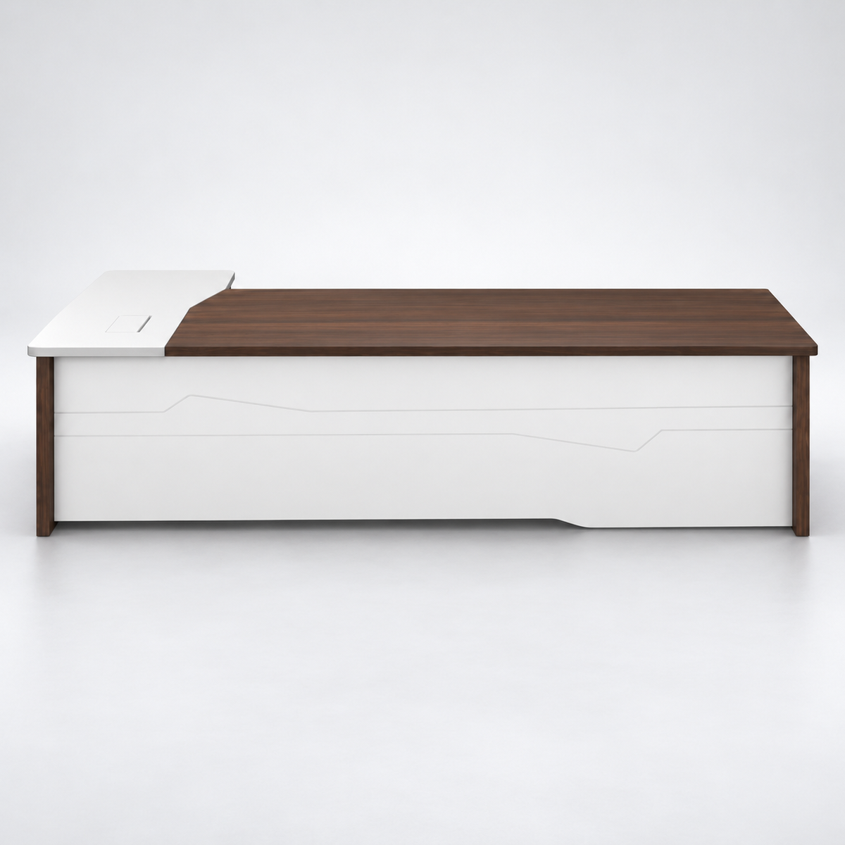 Luxury Executive Director Office Table with Modern Curved Design, Spacious Worktop, Premium Wood Finish and Sculpted Base for Corporate Offices (Copy)
