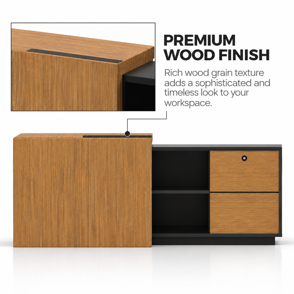Director Table for office Furniture Made in Particle Board/ MDF/Plywood with Two shelves & Lockable Storage, One Wire Manager