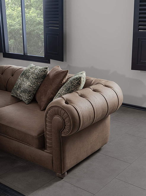 L Shape Leatherette 7 Seater Sofa Set Luxury Furniture with Lounge -