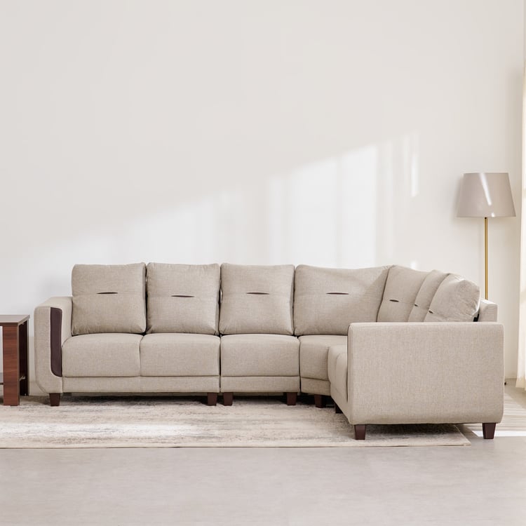 L Shape Suede Fabric 6 Seater Sofa Set Luxury Furniture with Solid Wood Frame -