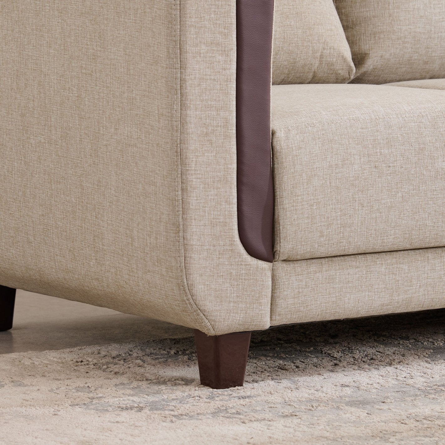 L Shape Suede Fabric 6 Seater Sofa Set Luxury Furniture with Solid Wood Frame -