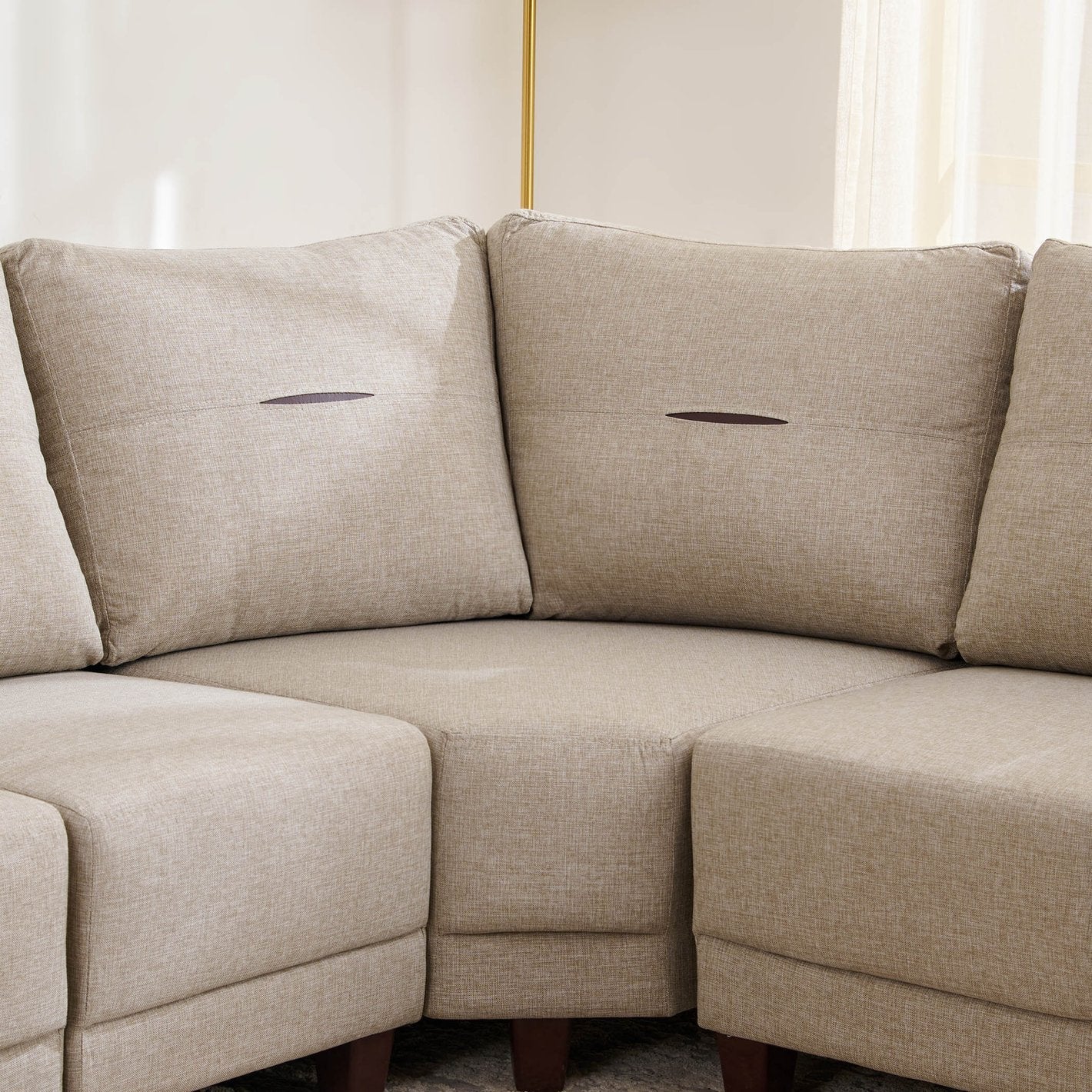 L Shape Suede Fabric 6 Seater Sofa Set Luxury Furniture with Solid Wood Frame -