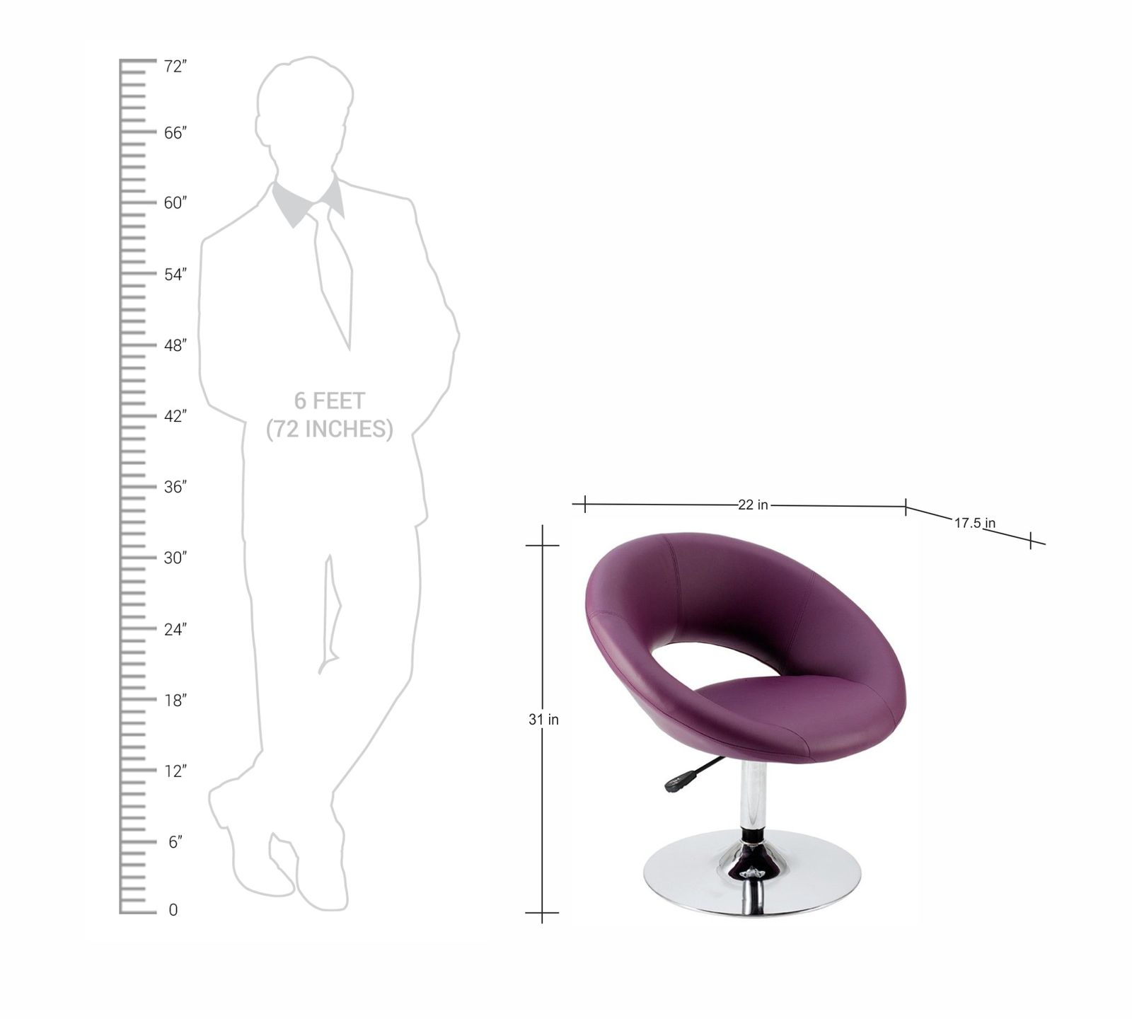 Leatherette Bar Chair With Metal Chrome Base -