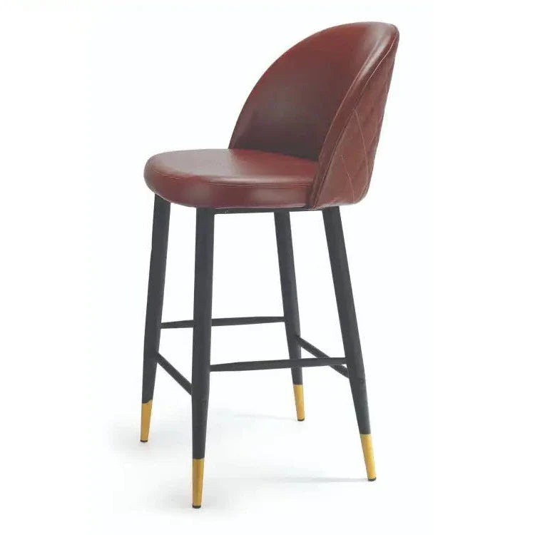 Leatherette Bar Stool Chair with Black & Golden Metal Legs -