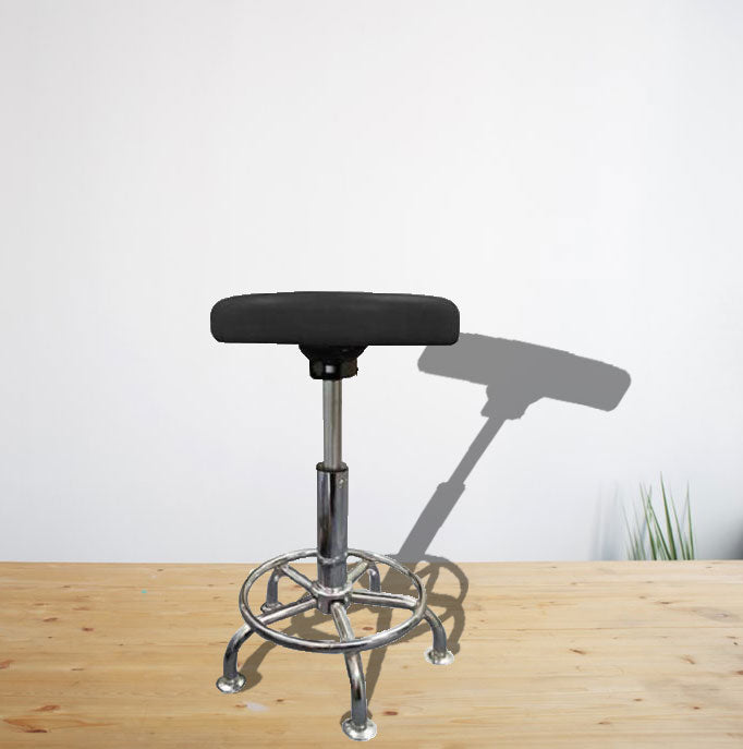 Leatherette Doctor Stool with Height Adjustable Metal Chrome Base -