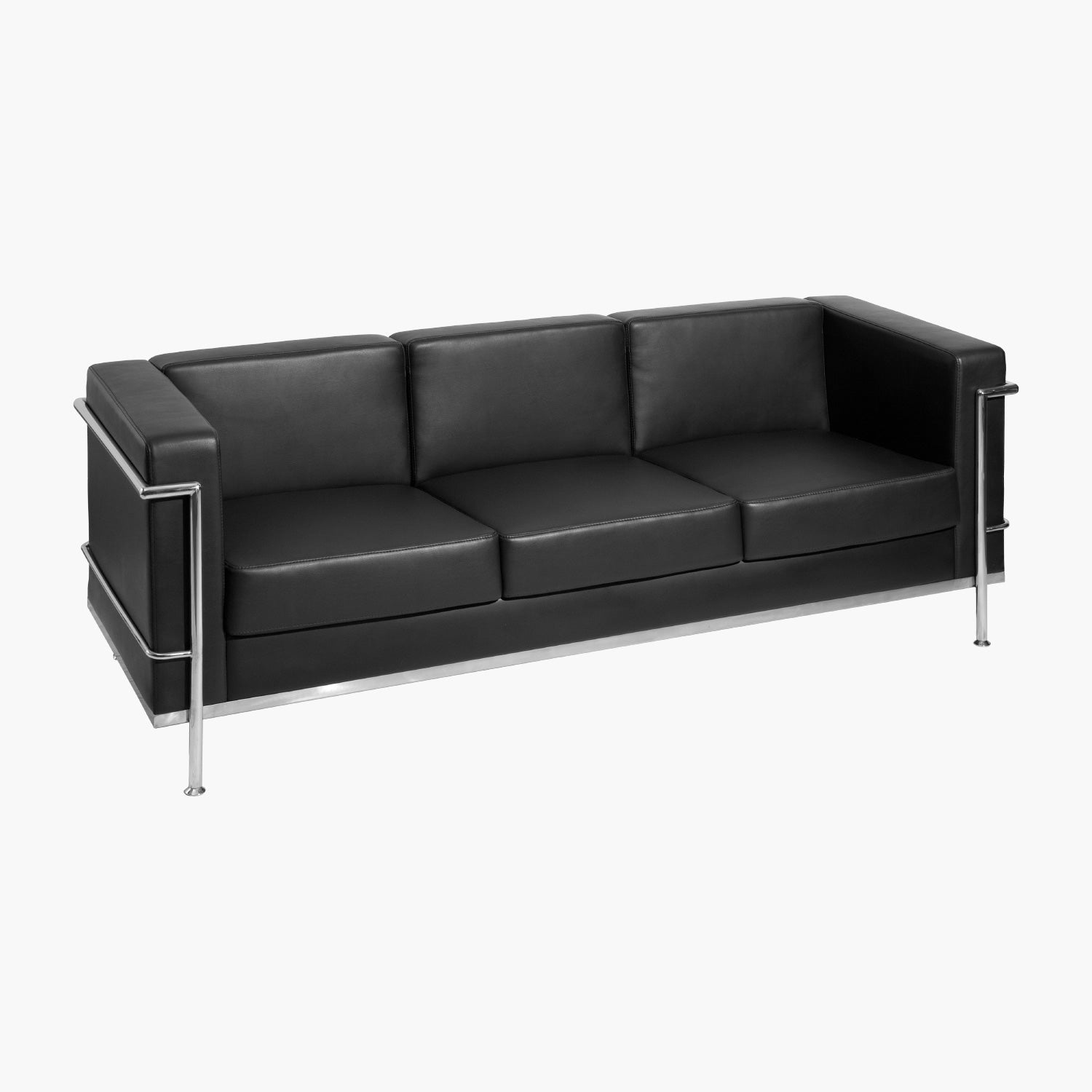 Leatherette Office Sofa With Metal Frame -