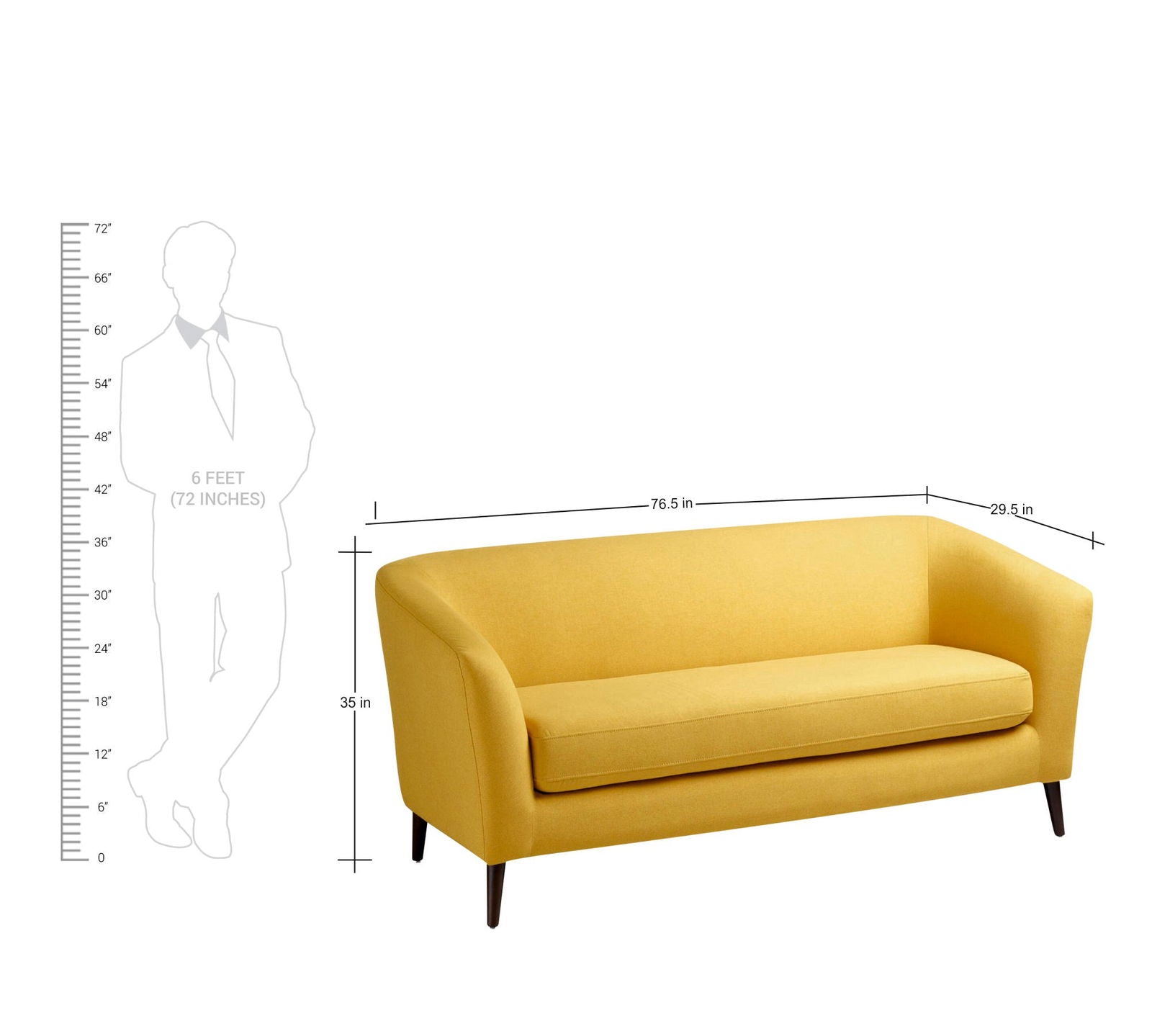 Leatherette Sofa in Wooden Legs Base Cushioned -