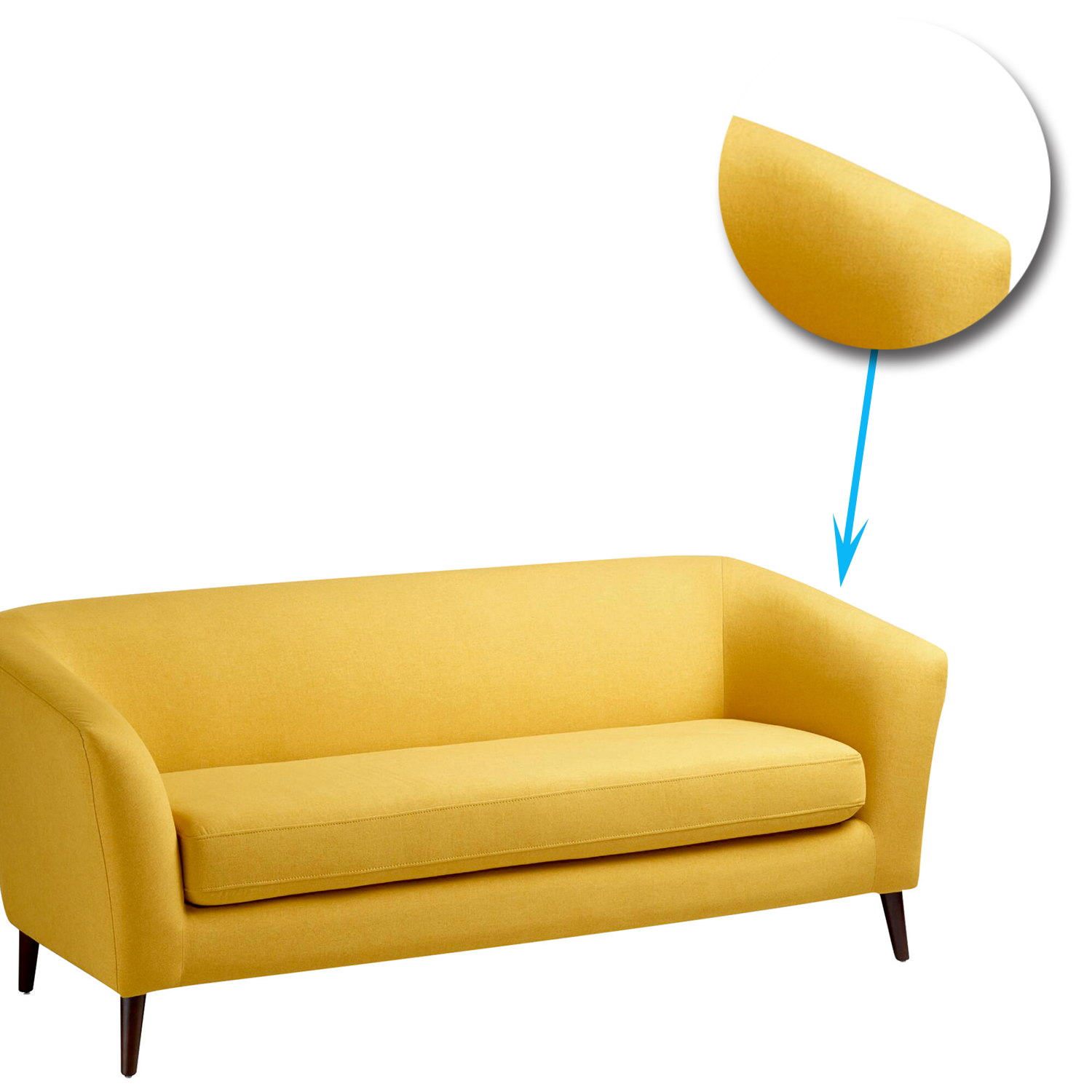 Leatherette Sofa in Wooden Legs Base Cushioned -