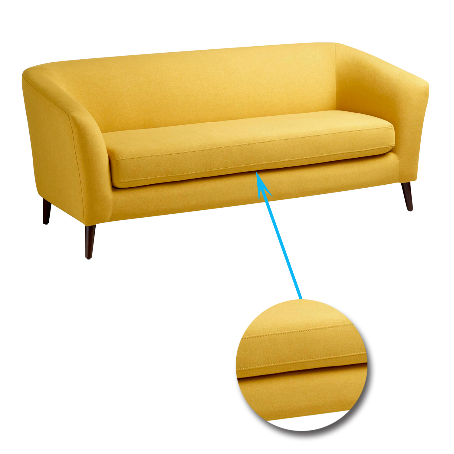 Leatherette Sofa in Wooden Legs Base Cushioned -