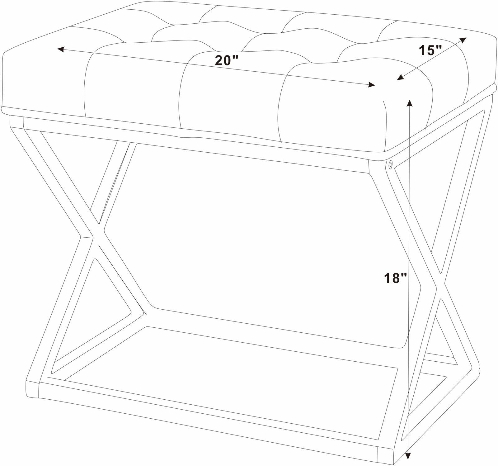 Leatherette Upholstery & Metal Base Ottoman -