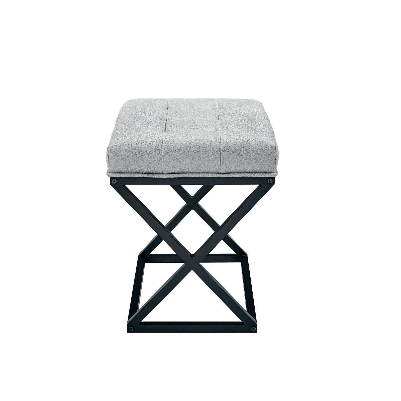 Leatherette Upholstery & Metal Base Ottoman -
