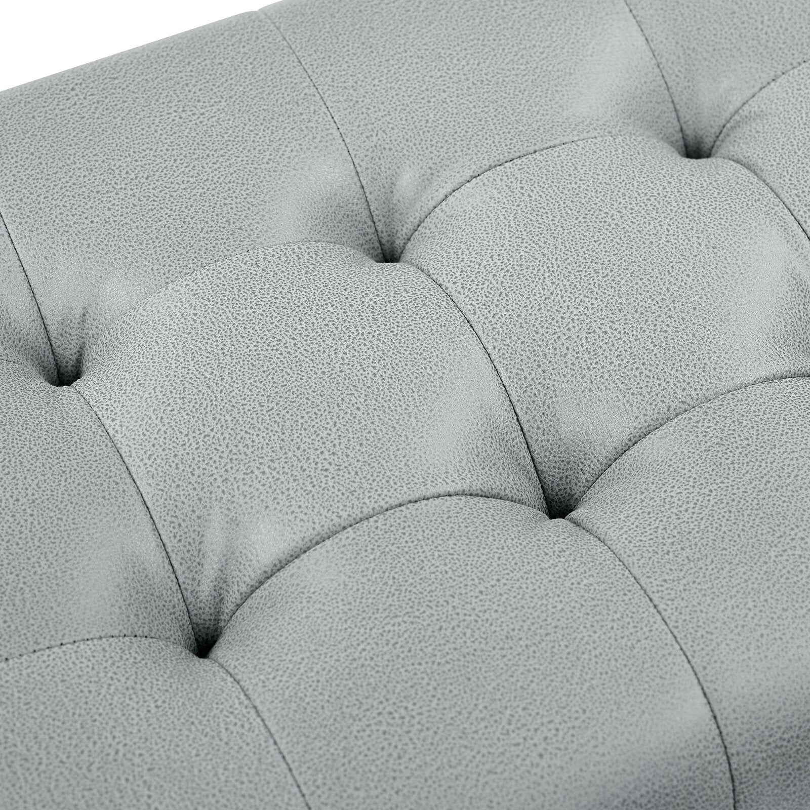 Leatherette Upholstery & Metal Base Ottoman -