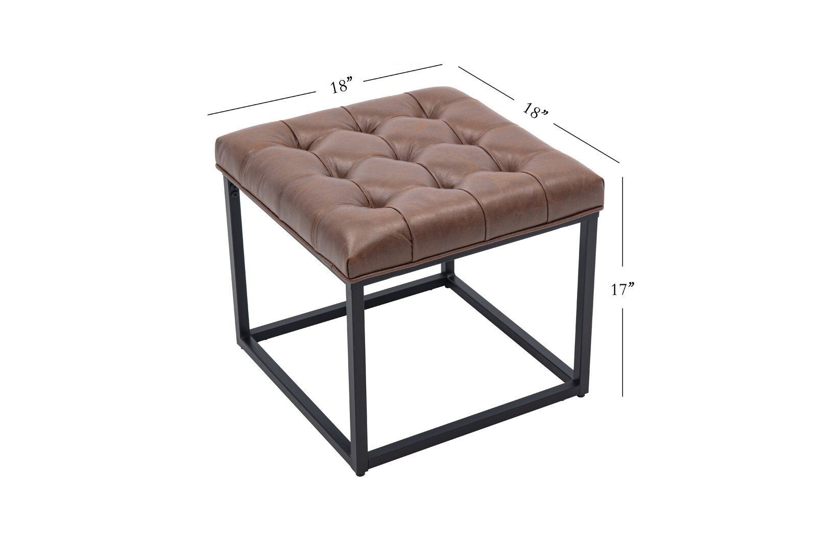 Leatherette Upholstery & Metal Base Ottoman -
