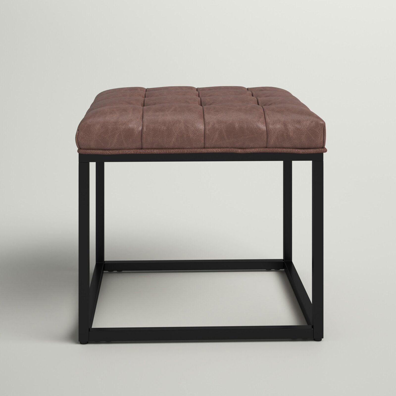 Leatherette Upholstery & Metal Base Ottoman -