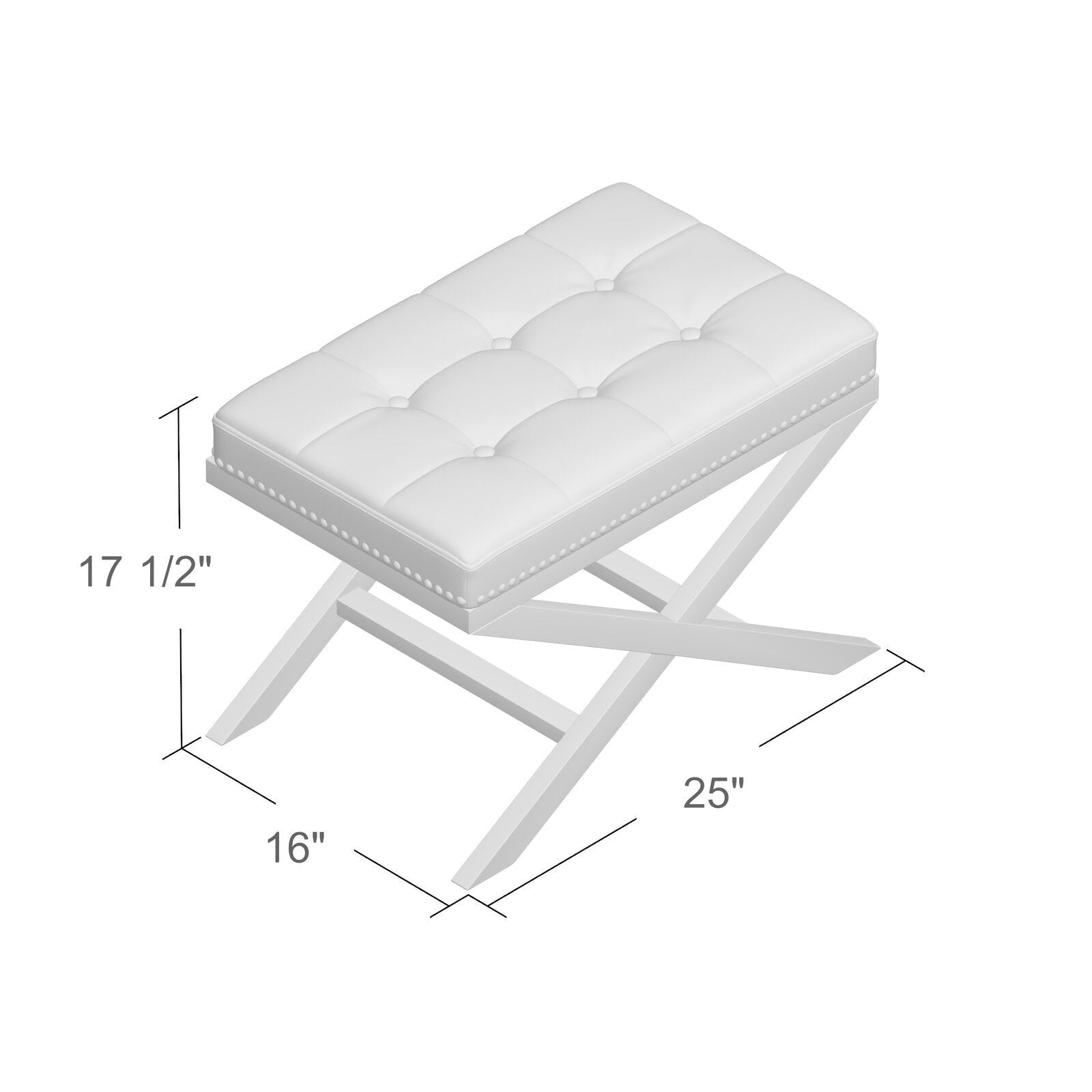 Leatherette Upholstery & Wooden Base Ottoman -