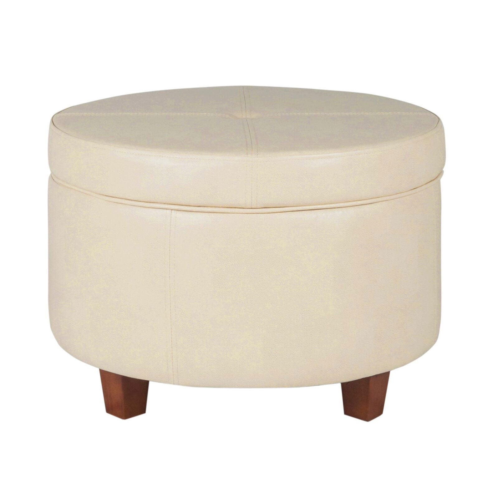 Leatherette Upholstery & Wooden Base Ottoman with Storage -
