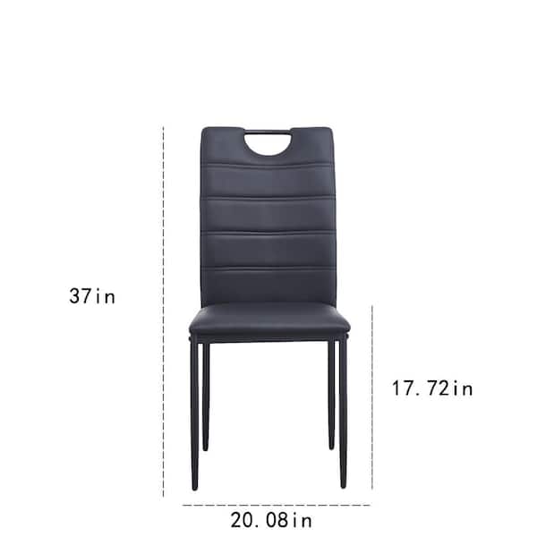 Light Gray Leather Dining Chairs with Black Metal Legs  Set of 4 Pieces -