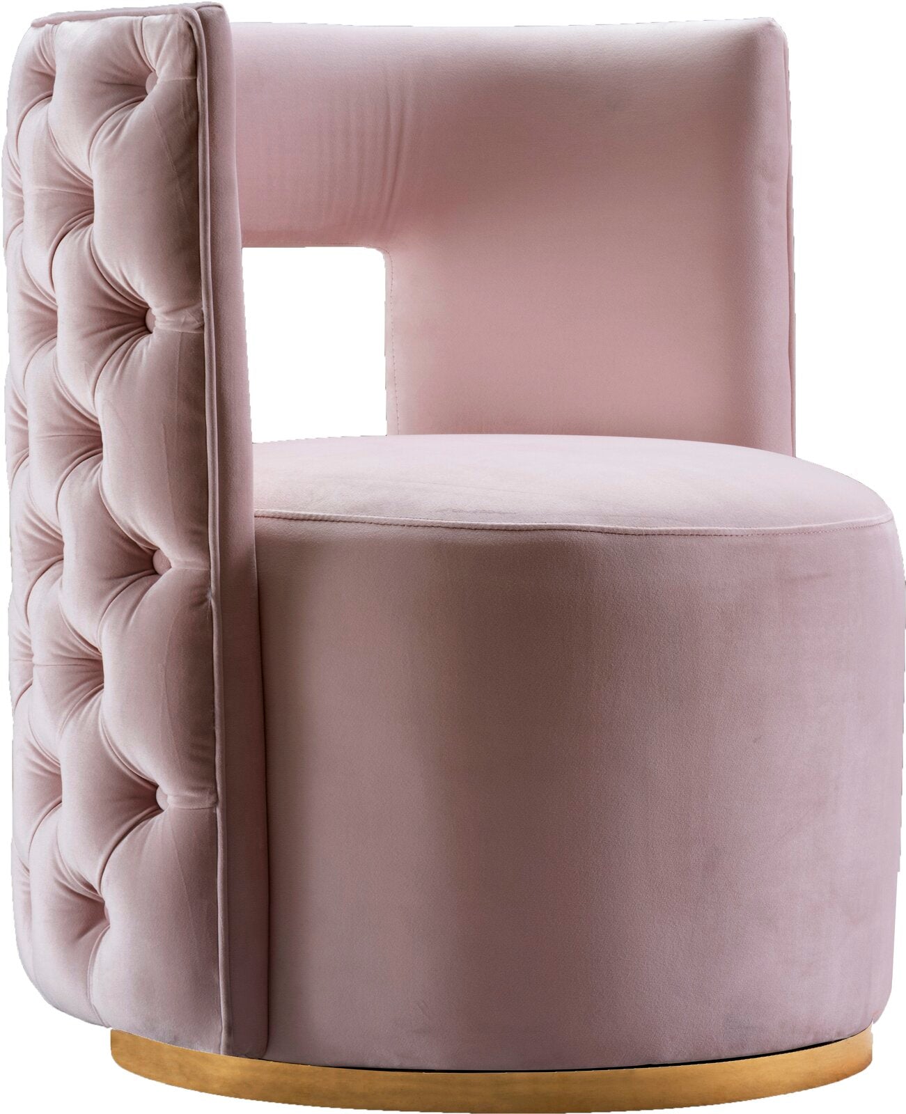 Light Pink Tufted Swivel Club Chair Velvet Chair -