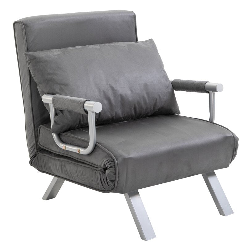 Sofa Cum Bed Grey Lounge Sofa with Chrome Finish Legs