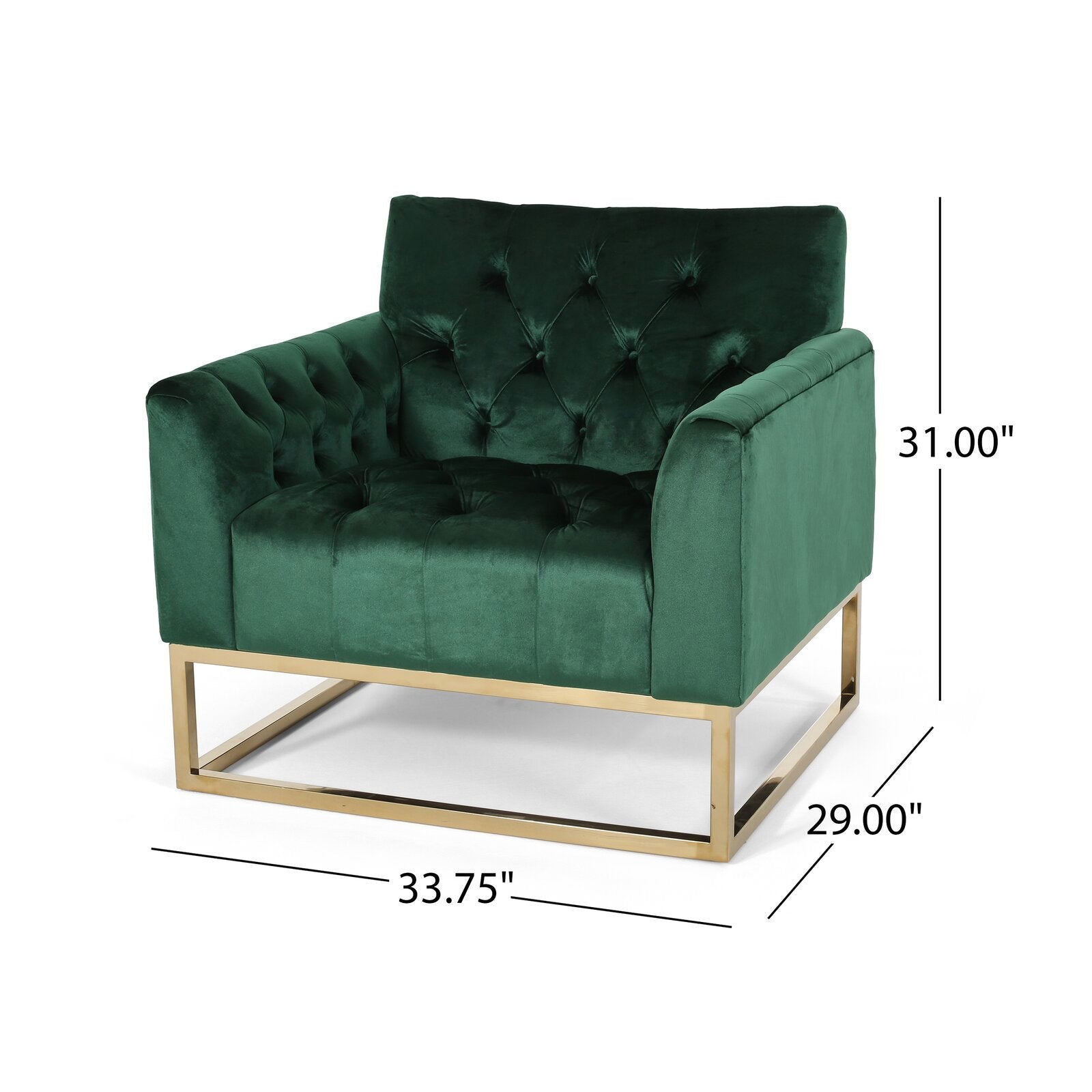 Lounge Chair, Stainless Steel Legs in Gold Finish -