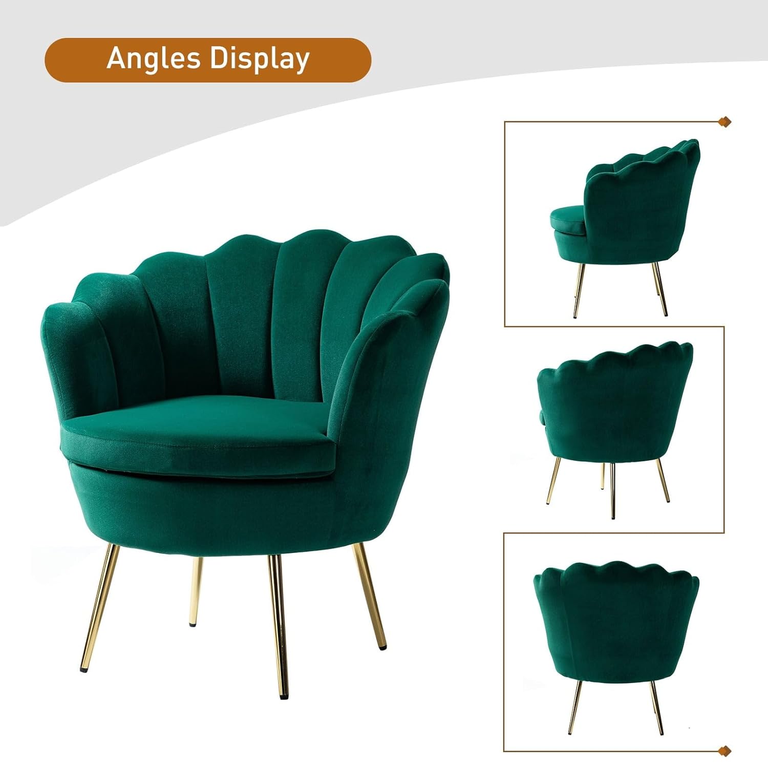 Lounge Chair Velvet Seat With Gold Legs Finish -