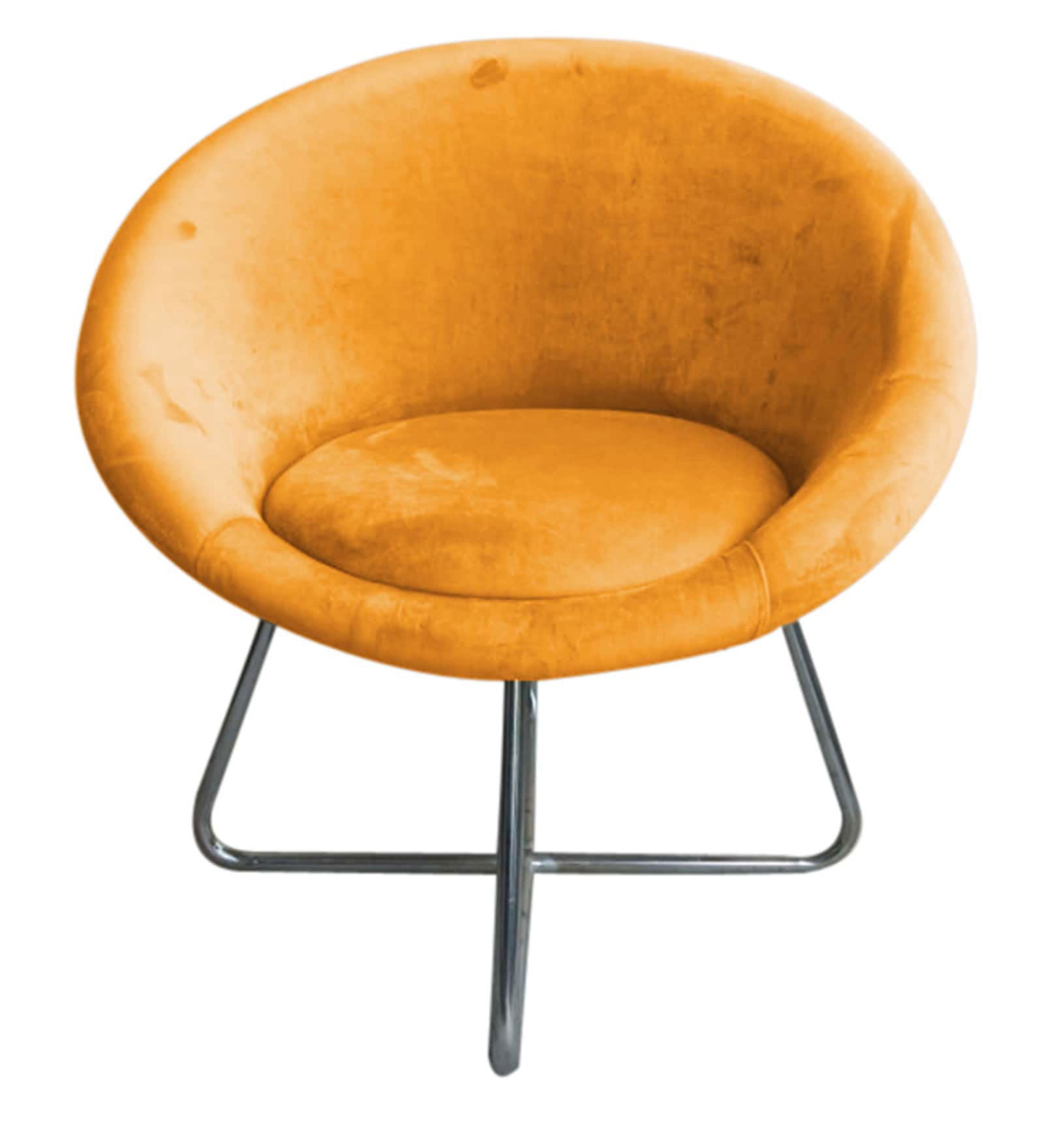 Lounge Chair With Comfy Upholstered Velvet Seat with Metal Frame -