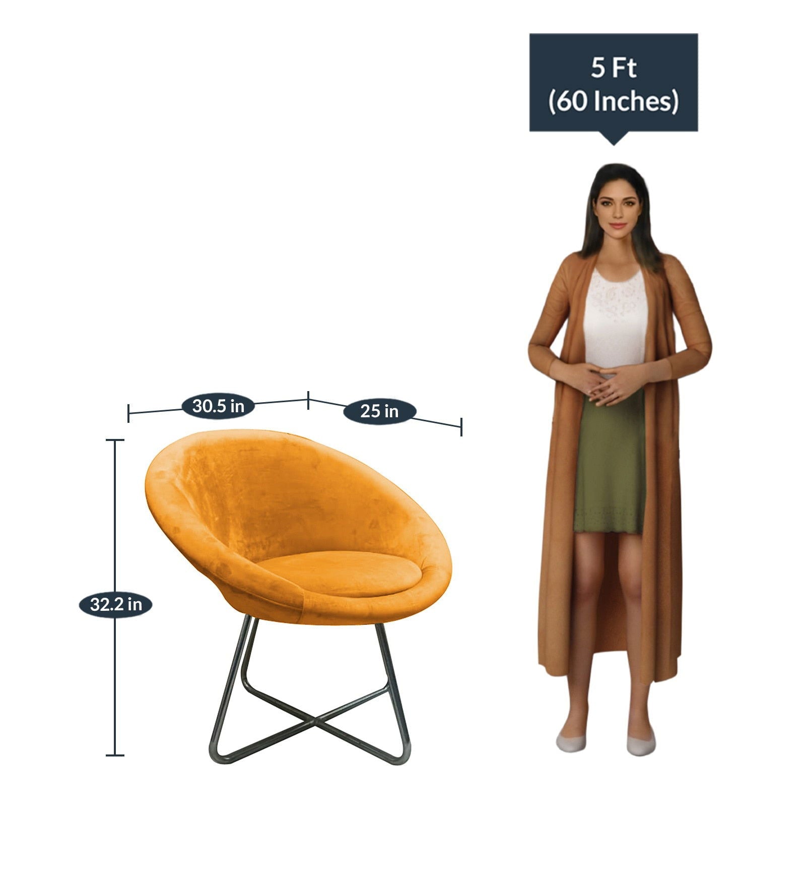 Lounge Chair With Comfy Upholstered Velvet Seat with Metal Frame -