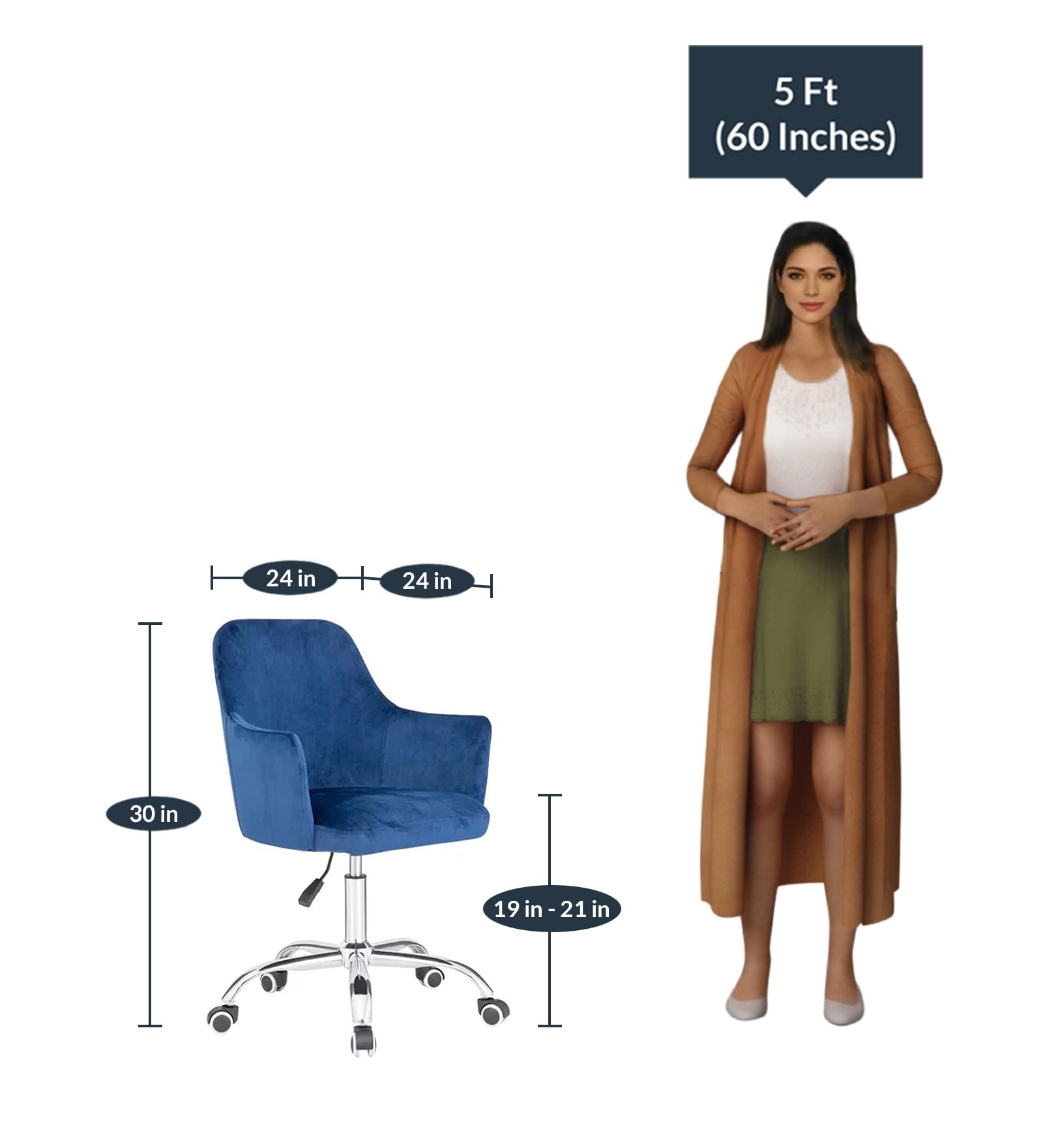 Lounge Chair in Velvet Seat with Chrome Base -