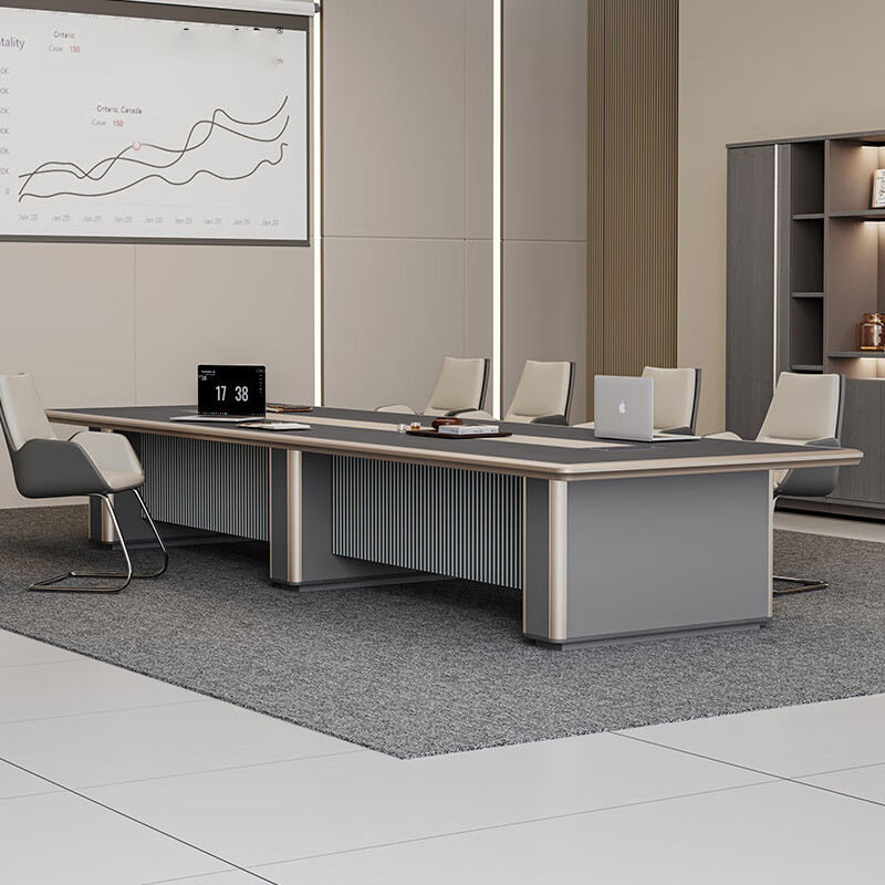 Luxury Modern Executive Conference Table with Dual-Tone Top and Panel Base - Premium Boardroom Meeting Table for Corporate Offices